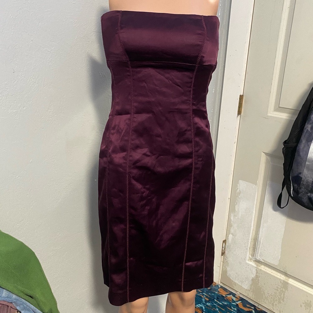 Vintage 00'S Bebe Purple Strapless Bodycon Cocktail Dress Mini Length